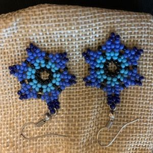 Blue Beaded Earrings